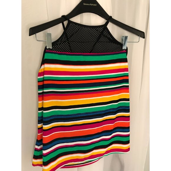 Ralph Lauren Chaps Women's Multi Stripe High-Neck Halter Tankini Swim Top 18W - Picture 1 of 3